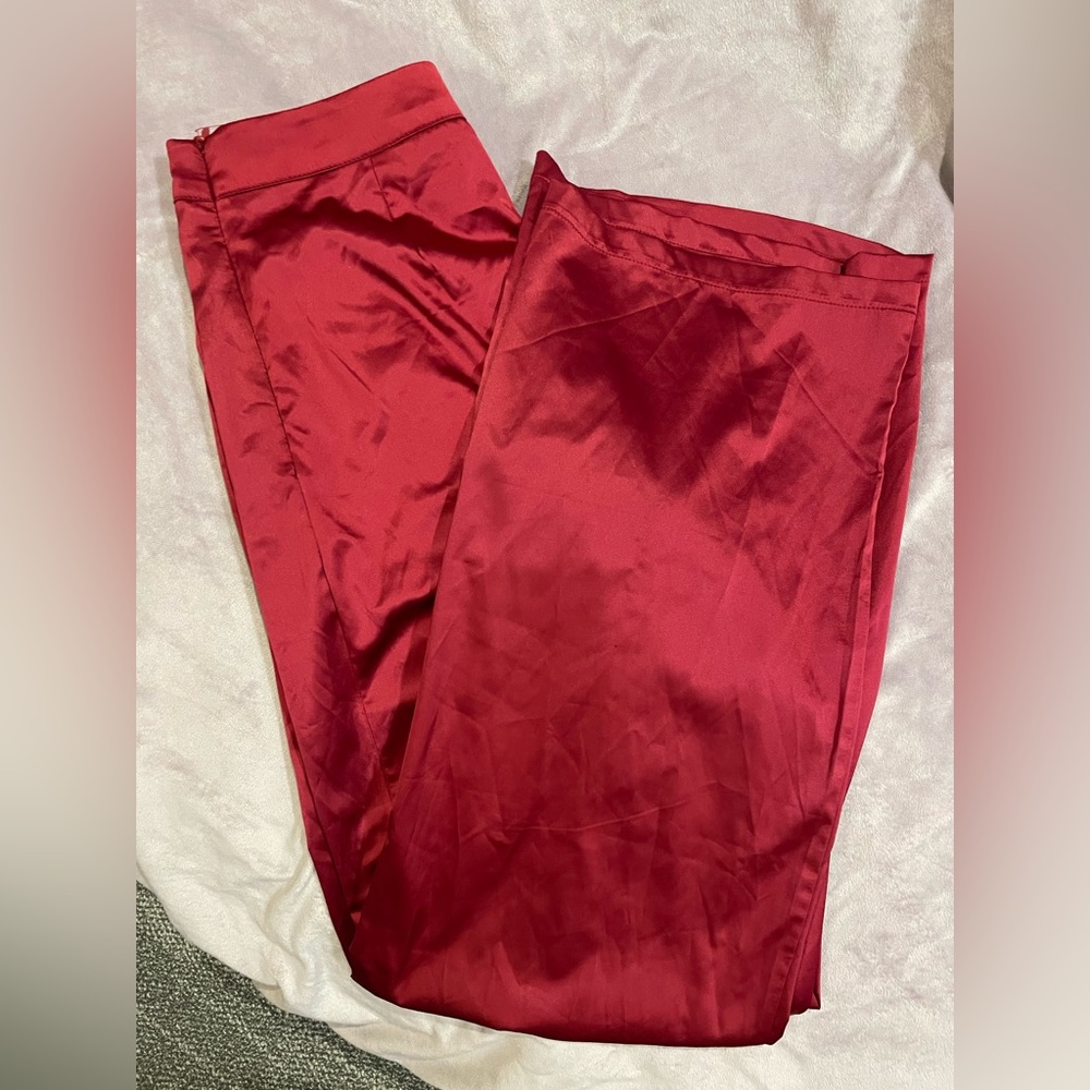 Fashion Nova Red Silky Trousers